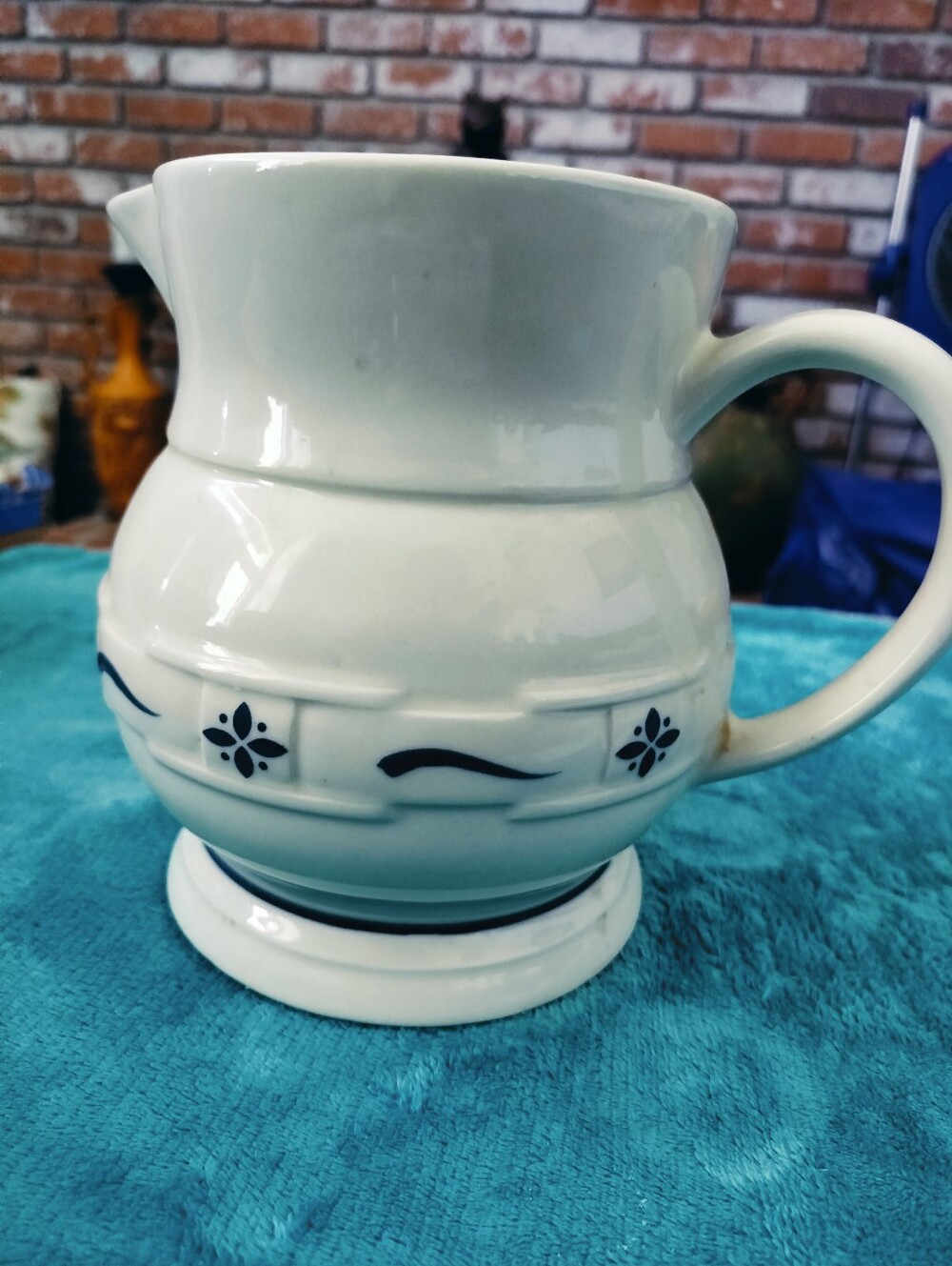 Vintage 1991 Longaberger Woven Traditions Classic Large Pitcher Ohio Stoneware